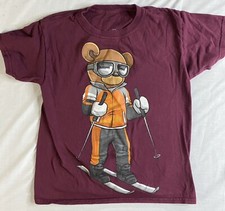 Maroon Bear Skiing Shirt Youth M