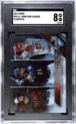 Mike Trout Nelson Cruz Chris Davis 2016 Topps Clear /10 Home Run Leaders SGC 8