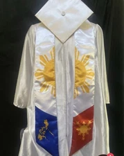 Filipino Traditional Flag Philippines Island 3 Star & Sun Graduation Stole