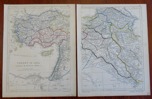 Ottoman Empire Armenia Persia Holy Land Mesopotamia c. 1850 Chapman 2 sheet map - 第 1/7 張圖片