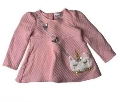 Kids Headquarters Unicorn Top Girl Small S 5 Pink Long Sleeve Quilted