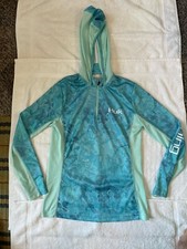 Huk Women's Icon X Camo Hoodie Performance Shirt Size S Blue