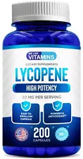 Lycopene 20mg Per Serving 200 Capsules Supplement Antioxidant Prostate Health