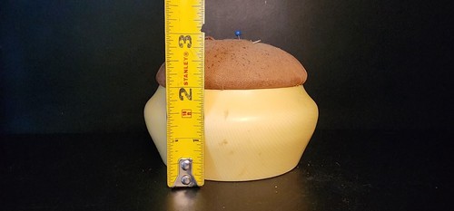 Vintage Celuloid Velvet Lined Box Sewing Padded Pin Cushion Lidded Compartment - Picture 9 of 10