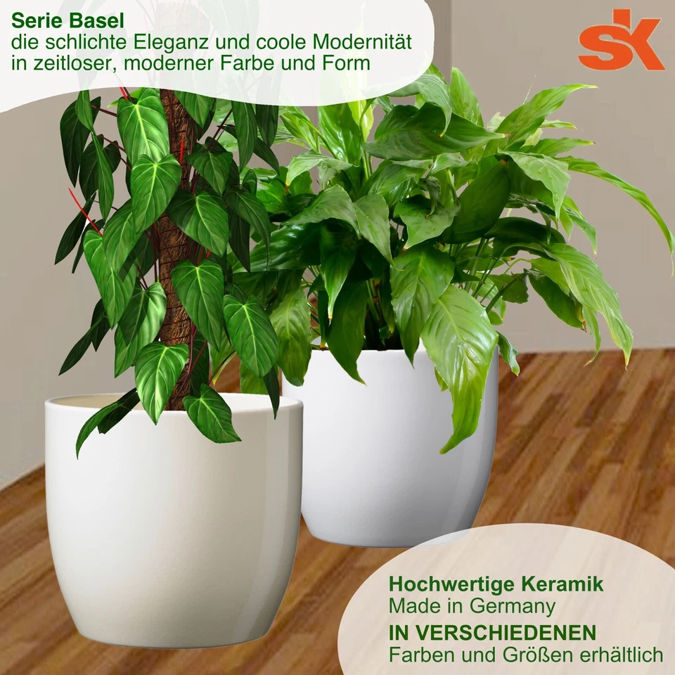 Übertopf Basel aus Keramik in vielen Größen in Weiß & Vanilla - Made in Germany - Bild 3 von 3