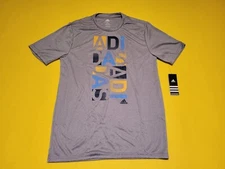 Adidas Men Go To Performance Tee Shirt Small Gray/Silver Graphics NWT FREE SHIP