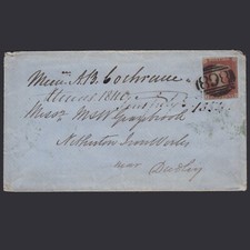 AB33_02 GB QV 1854 1d RED-BROWN PLATE 175 SG8-B1(1) JF GU WEST BROMICH 868 COVER
