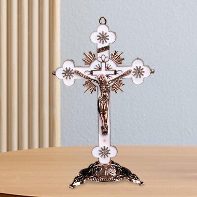 Kirche christlich Osterschmuck Kreuzstatue weiß