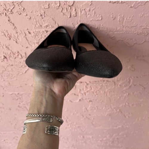 Taryn Rose Black Kitten Heels Shimmer Sparkle Stretch Glitter Metallic - Picture 4 of 9
