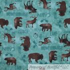 BonEful Fabric Cotton Flannel Quilt Green Brown Bear Buffalo Deer Elk Last Scrap