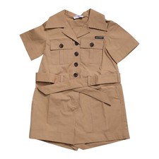 DOLCE & GABBANA Kids Dress Brown Short Sleeves Collared Romper s. Tag 3 720usd