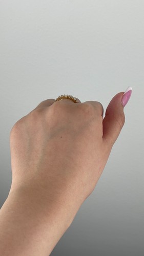 14K Yellow Gold Eternity Band Natural Round Diamond 1.90 CTW Engagement Ring - Picture 5 of 5
