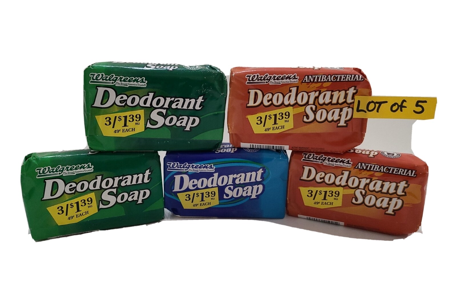 Vintage Walgreens Deodorant Bar Soap Set of 5 Antibacterial Movie Prop-image