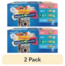 64 Can Purina Friskies Seafood Favorites Wet Cat Food Variety Pack, 5.5 oz