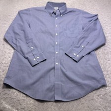 Brooks Brothers 346 Herringbone Slim Oxford Shirt Blue Mens Size XL 16.5 - 4/5