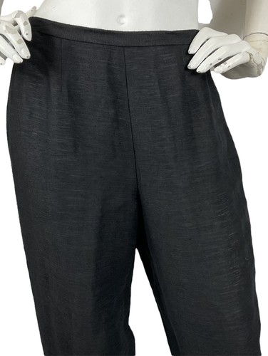 Eileen Fisher Petite Linen Blend Pants Tapered Leg Side Zip Lightweight Black PS - Picture 3 of 9