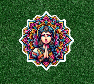 Namaste mandala Indian prayer design vinyl decal sticker - many sizes available
