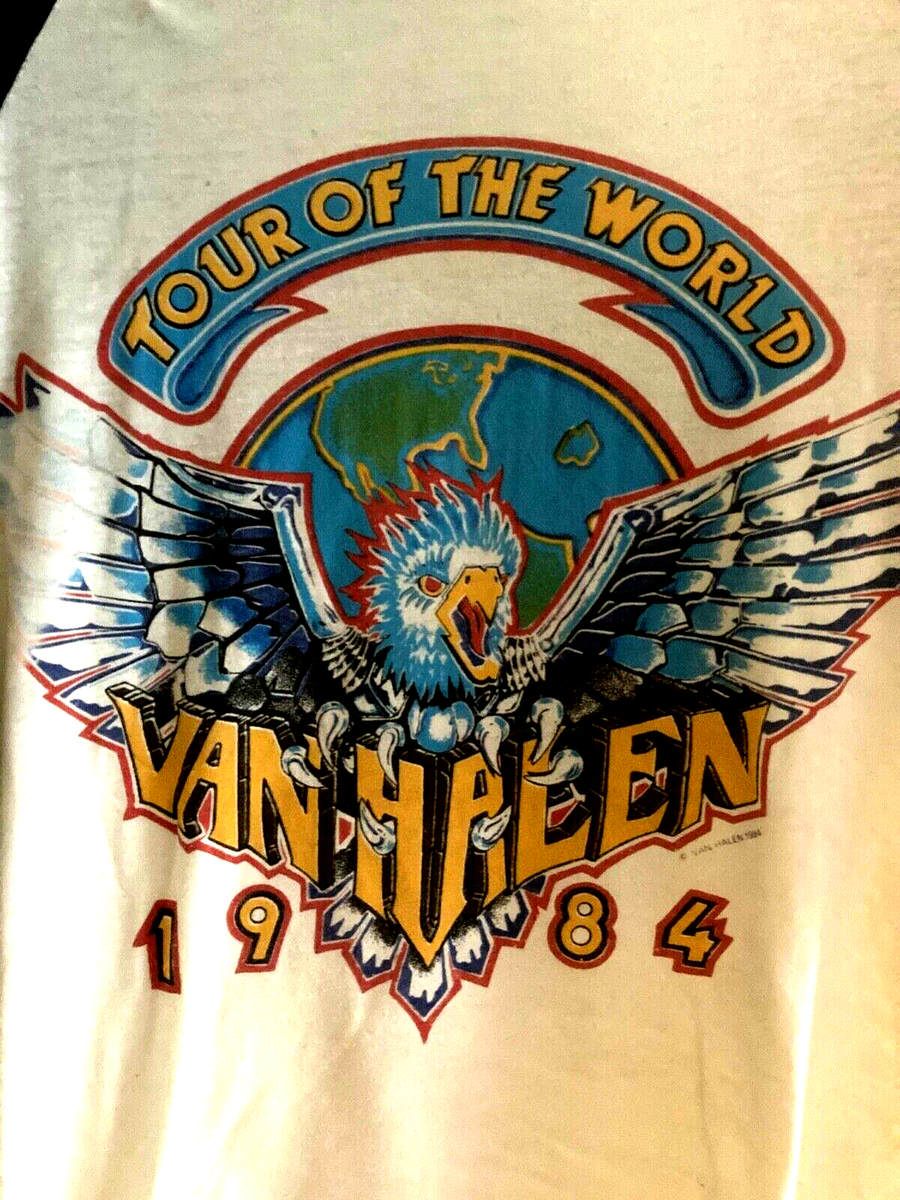 man 1st stadium Tシャツ World Van Halen Tour Of the World 1984 Vintage Original Concert