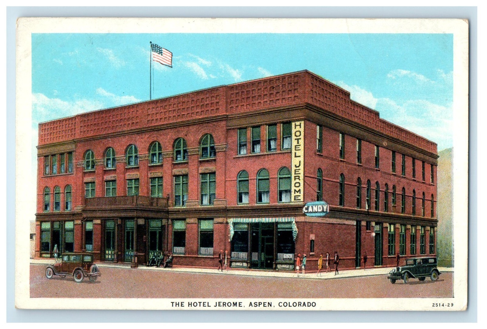1938 The Hotel Jerome Building Cars Aspen Colorado CO Posted Vintage