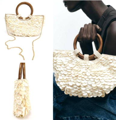 Zara Pearlized Applique Bag Pearl Grey 6545/510/910 Half