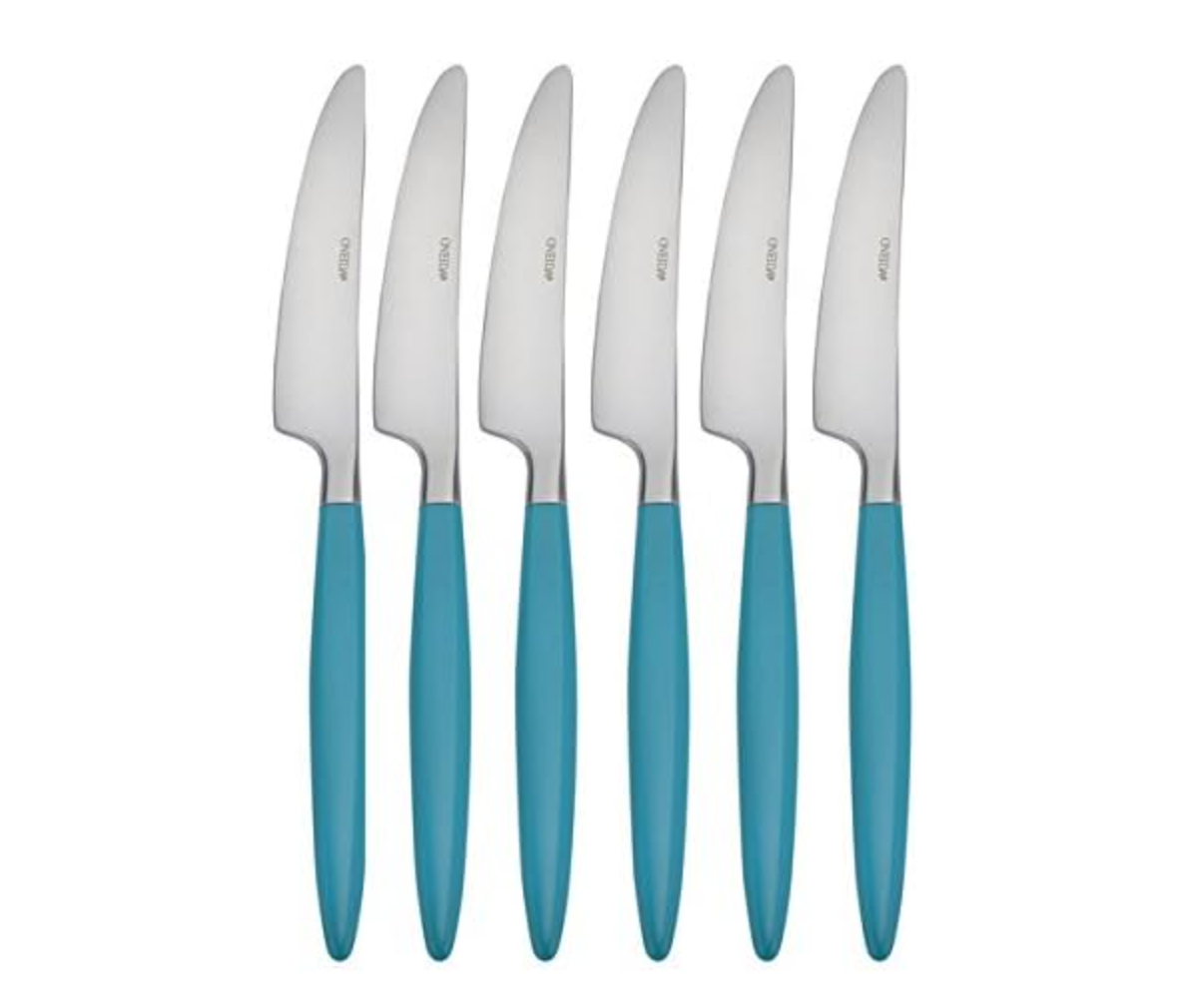 Oneida Terrace Aqua Set of 6 Dinner Knives, 9 1/8 Inches, Perfect for Outdoor Dining and Everyday Use