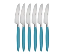 Oneida Terrace Aqua Set of 6 Dinner Knives 9 1/8 Outdoor Use