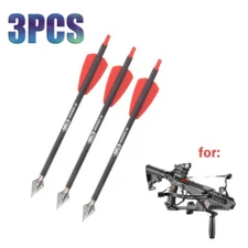 3PCS Crossbow Bolts Carbon Arrows With 2 Blades Steel Broadheads Hunting Target