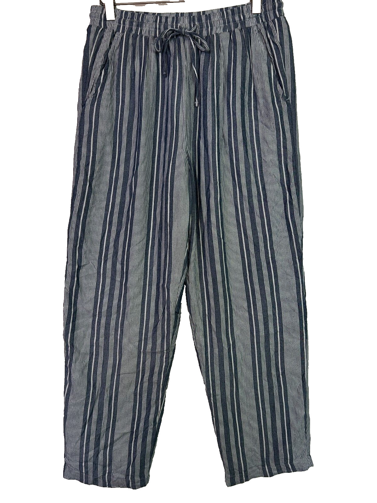 American eagle striped drawstring pants blue whit… - image 1