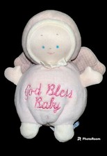 Baby Gund God Bless Baby Small Pink Baby Angel Lovey Plush Rattle Stuffed 5  
