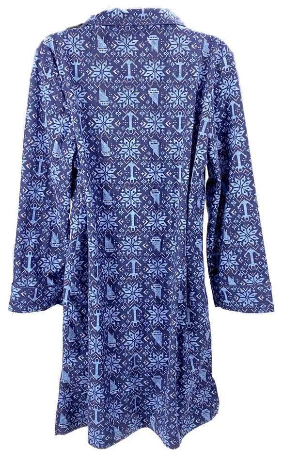 Camisa de dormir mediana Nautica vestido PJ salón poliéster franela ancla copo de nieve Foto 3 de 4