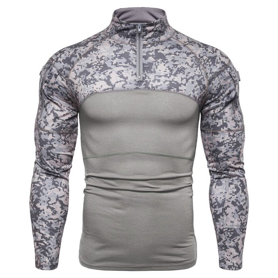 Mens Camo Compression Armour Base Layer Tops Long Sleeve Sport Gym Slim