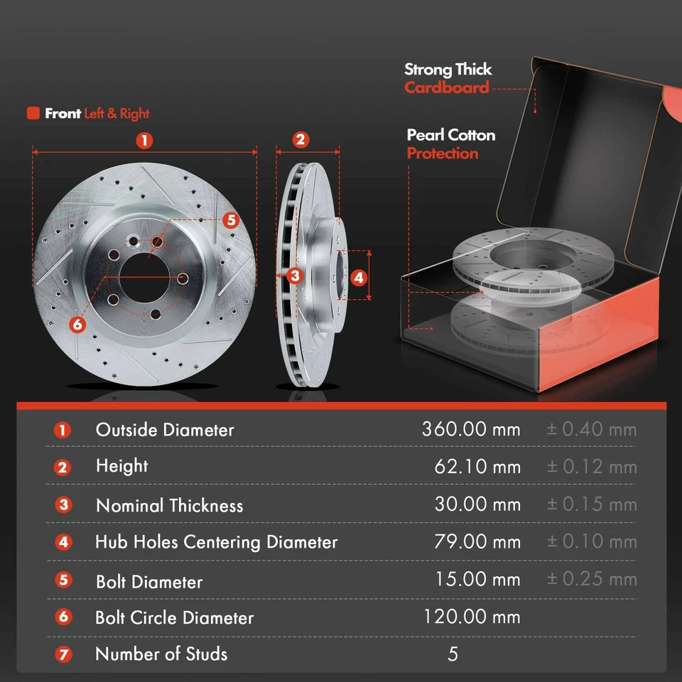 Rotor perforado delantero y trasero y pastilla de freno de cerámica para Land Rover Range Rover Sport Foto 2 de 4