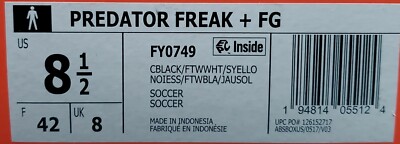 Adidas Predator Freak + FG, Core Black/Cloud White/Solar Yellow