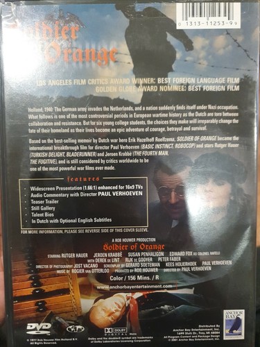 SOLDIER OF ORANGE RARE DVD PAUL VERHOEVEN RUTGER HAUER THRILLER CULT WAR FILM R1 - Picture 2 of 3
