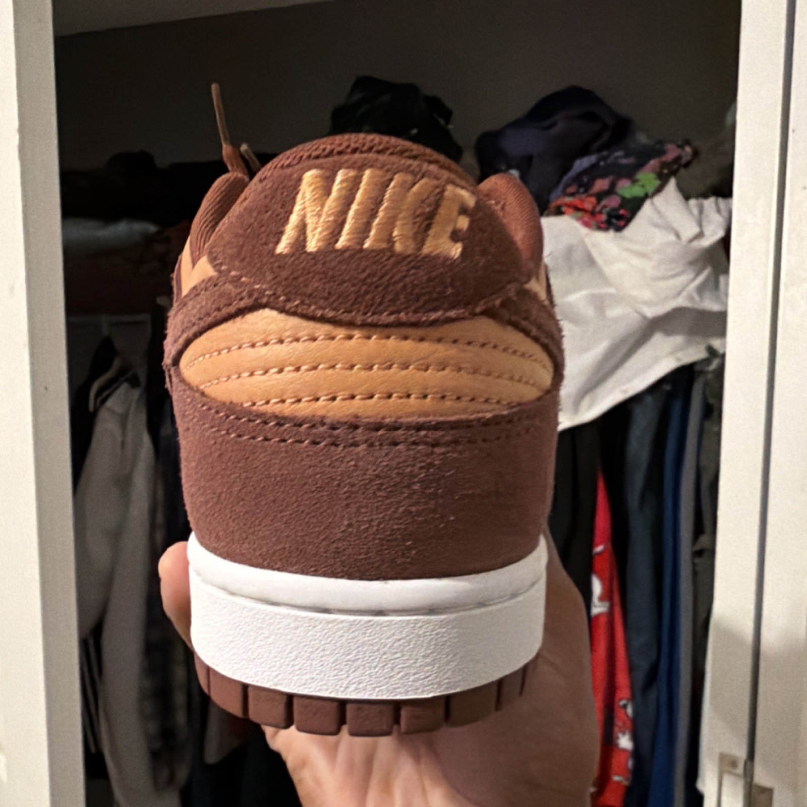 Nike Dunk Low Retro SE Colorblock Brown Tan Leather Suede Low Top Sneakers thumbnail 4