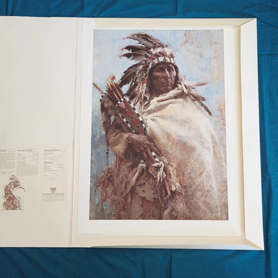 Litografía Howard Terpning Leader of Men Greenwich Workshop 1991 firmada Foto 4 de 4