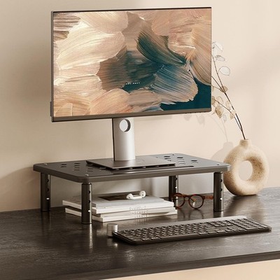 Computer Monitor Stand Riser Height Adjustable 20kg Load Capacity Easy Assembly