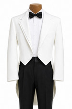 Men's Oscar de la Renta Contour White Tuxedo Tailcoat with Satin Lapels Size 40S