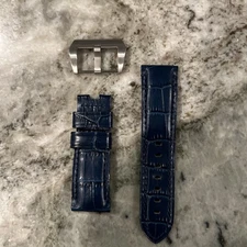 Authentic Panerai 24/22mm OEM navy blue Alligator Watch Strap w/Buckle*free ship