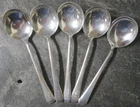 Towle Cascade Lot Of 5 Soup Spoons Sterling 176.6 Grams 925 Scrap Use Monogram