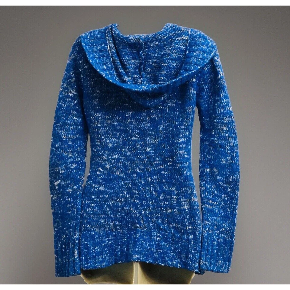 Suéter Rue 21 Mujer M Mezcla Lana Con Capucha Grueso Tejido Abierto 1/4 Botón Cuello L/SLZ Foto 4 de 4