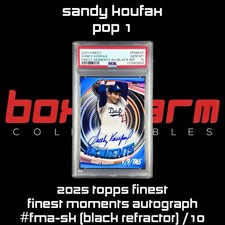 Sandy Koufax 2025 Topps Finest-Finest Moments Auto #FMA-SK BLACK REFRACTOR /10
