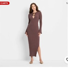 The Drop Women's Athena V-neck Silky Midi Dress