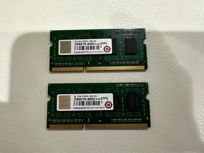 LOT of 2 Transcend 8GB (2x4GB) RAM DDR3 1333 204 PIN ''ZU75160051001''