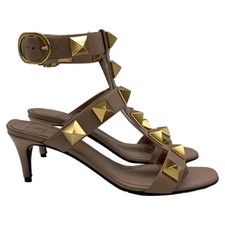 Valentino Garavani Roman Stud Ankle Strap Sandal Heels In Leather Women Size 37