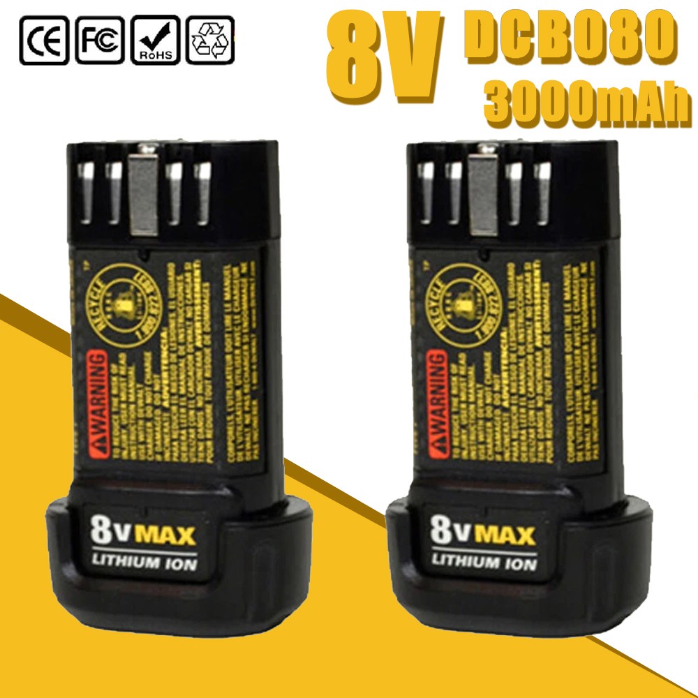 2 PACK for DEWALT DCB080 8V Max Li-Ion Battery DCB095 DCF680