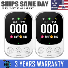 2X 3-in-1 Carbon Monoxide Detector Plug CO Level Monitor Alarm with Temp Sensor