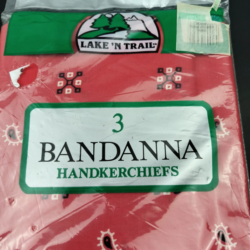 Pañuelos Bandana Vintage Nuevos Sellados Red Lake N Trail 22x22 EE. UU. Paquete de 3 Foto 2 de 4
