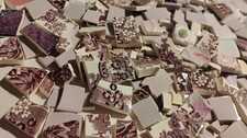 15 Ozs Purple Lavender Mix Broken China Plate Lot 32 Mosaic Tiles