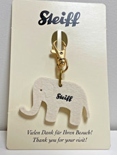 NEW Steiff Thick Felt Elephant Keychain Key Ring Clip Bag Charm RARE Collectible